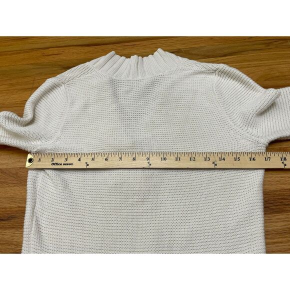 Lauren Ralph Lauren Women's S White Sweater Cotton Pullover Textured Knit Toggle - Picture 8 of 11
